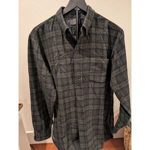 Pendleton Wool Shirt – Women’s 16, Dark Plaid, Subtle Repair (See Photos)
